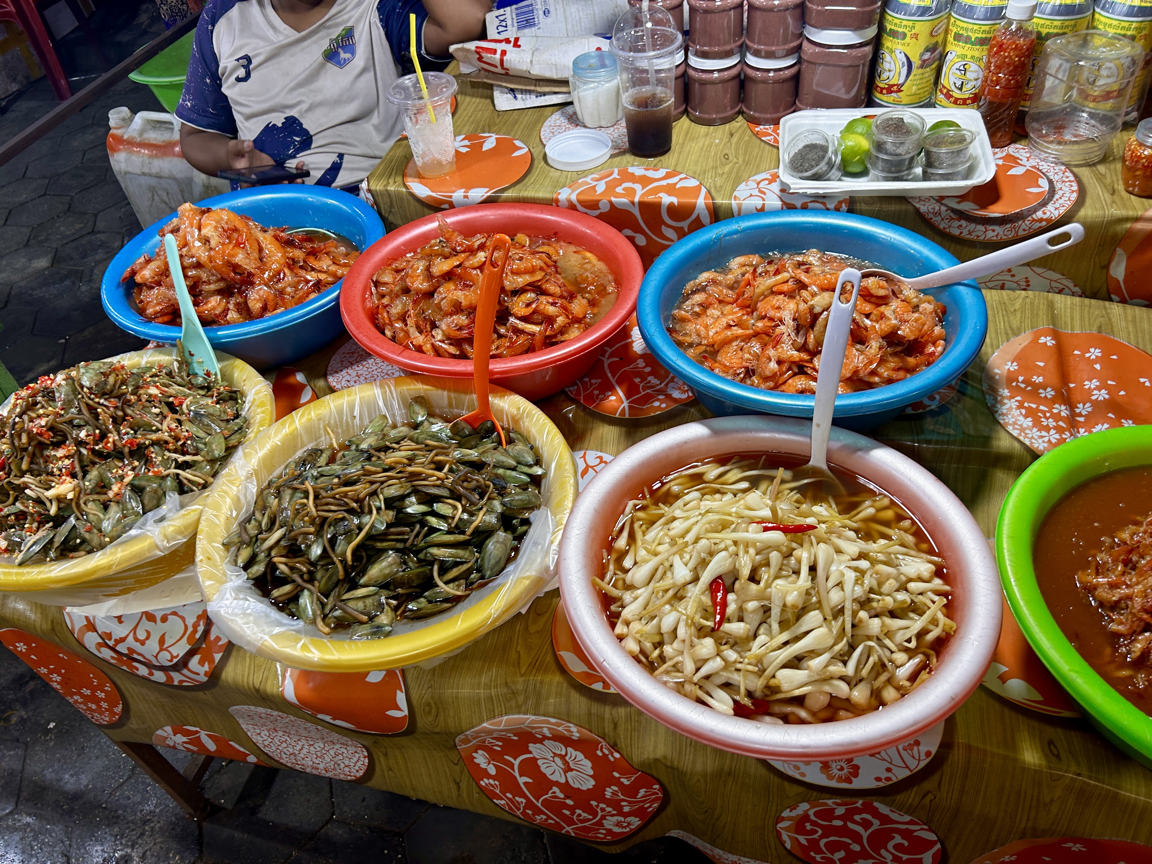 Visitors browsing the crab market